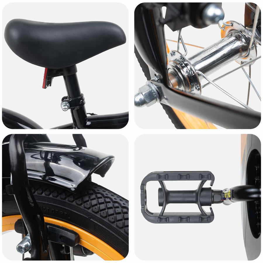 Kinderfiets 14 Inch voor 3-5 jaar oud Oranje en Zwart
