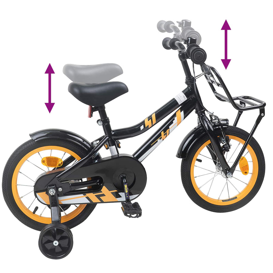Kinderfiets 14 Inch voor 3-5 jaar oud Oranje en Zwart