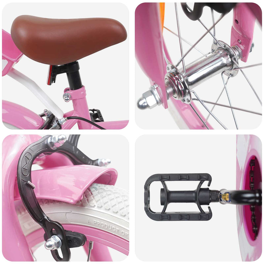 Kinderfiets 14 Inch voor 3-5 jaar oud Lichtroze