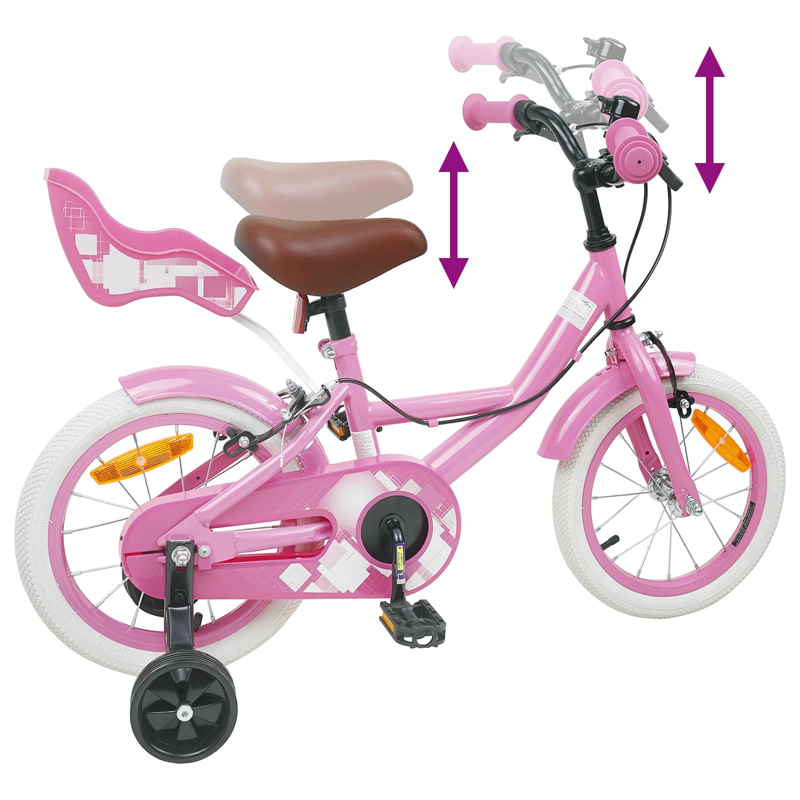 Kinderfiets 16 Inch voor 4-6 jaar oud Lichtroze