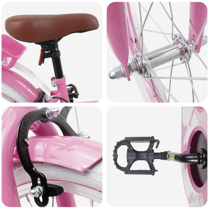 Kinderfiets 18 Inch voor 5-7 jaar Lichtroze
