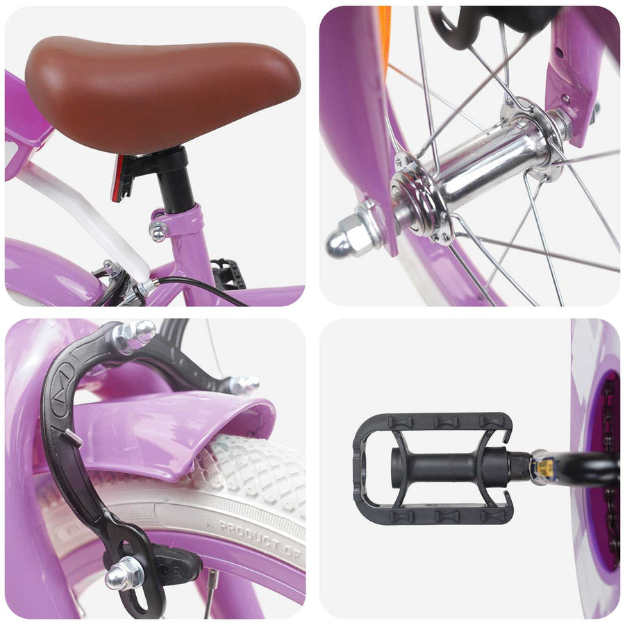 Kinderfiets 14 Inch voor 3-5 jaar oud Paars