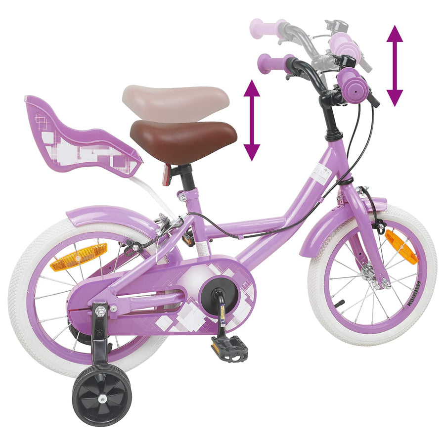Kinderfiets 14 Inch voor 3-5 jaar oud Paars