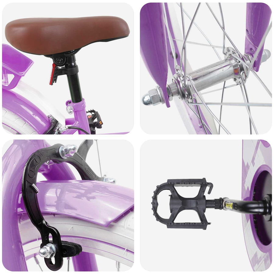 Kinderfiets 18 Inch voor 5-7 jaar Paars