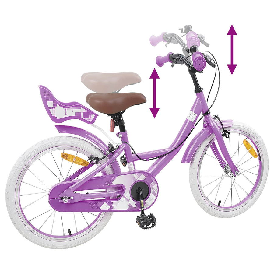 Kinderfiets 18 Inch voor 5-7 jaar Paars