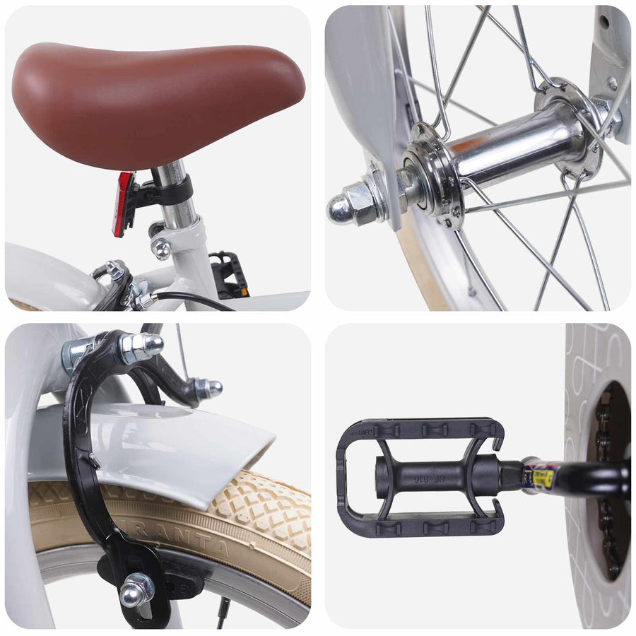 Kinderfiets 14 Inch voor 3-5 jaar oud Lichtgrijs