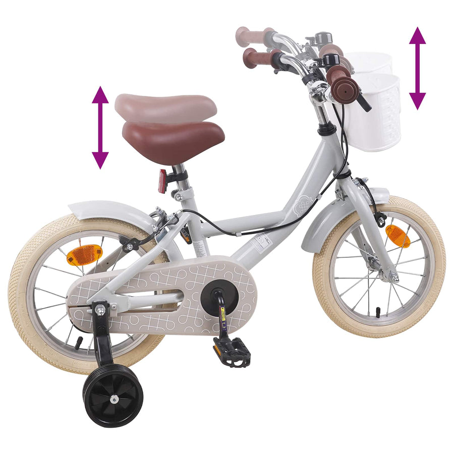 Kinderfiets 14 Inch voor 3-5 jaar oud Lichtgrijs