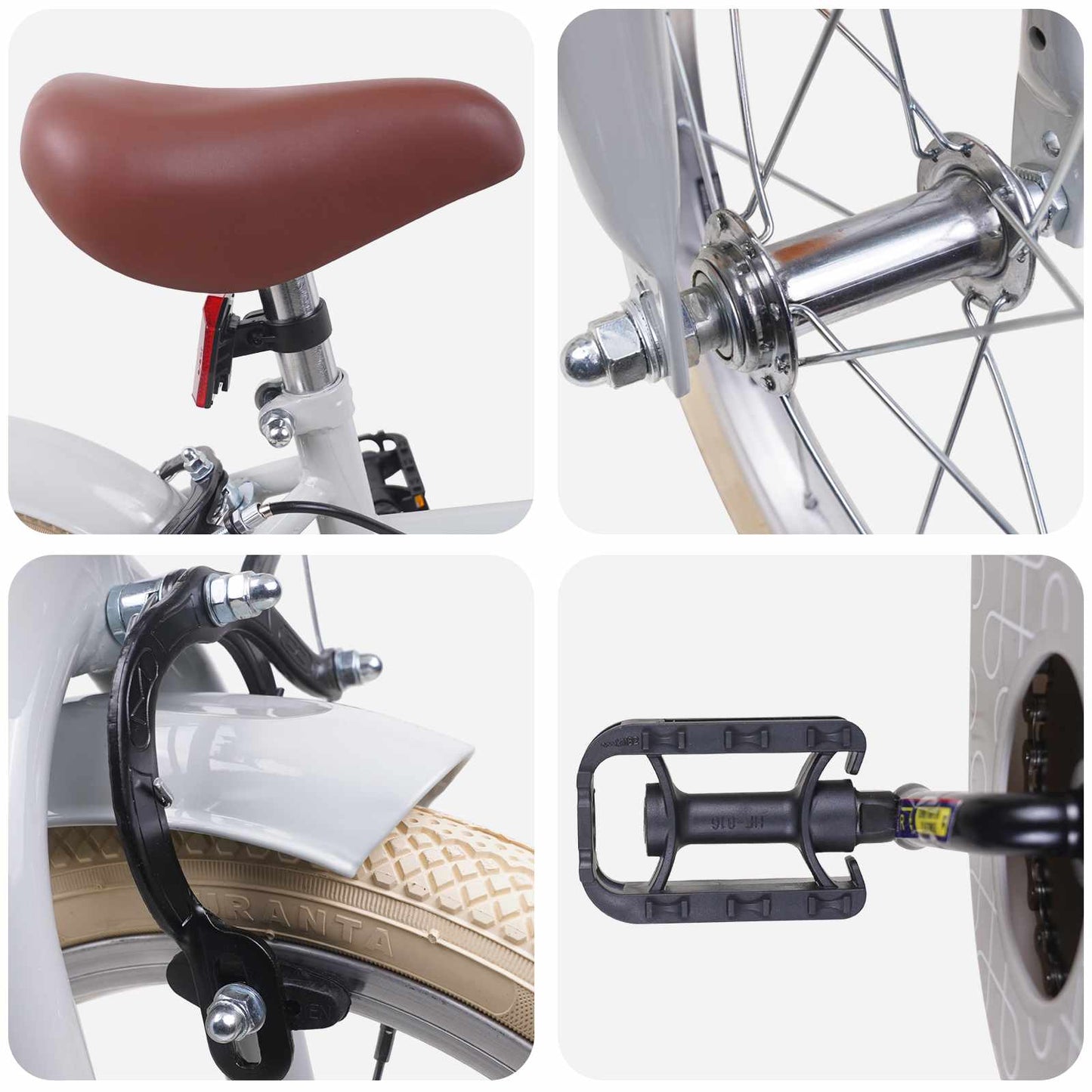 Kinderfiets 16 Inch voor 4-6 jaar oud Lichtgrijs