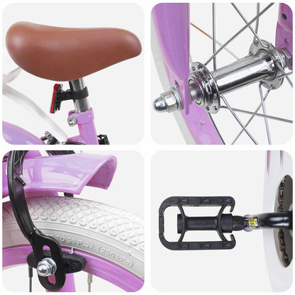 Kinderfiets 14 Inch voor 3-5 jaar oud Paars