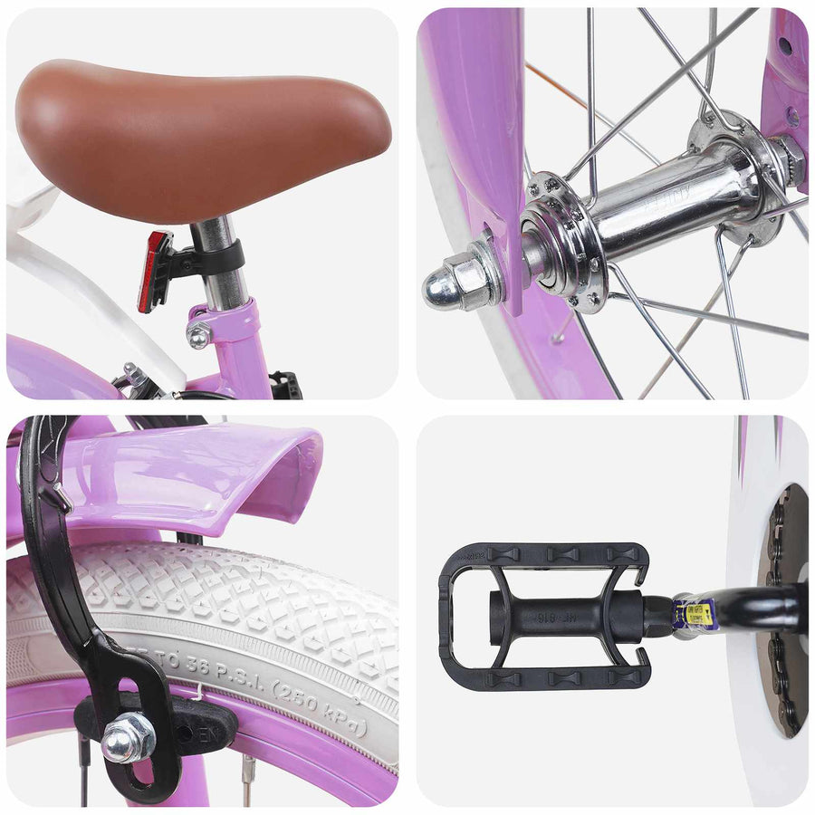 Kinderfiets 14 Inch voor 3-5 jaar oud Paars