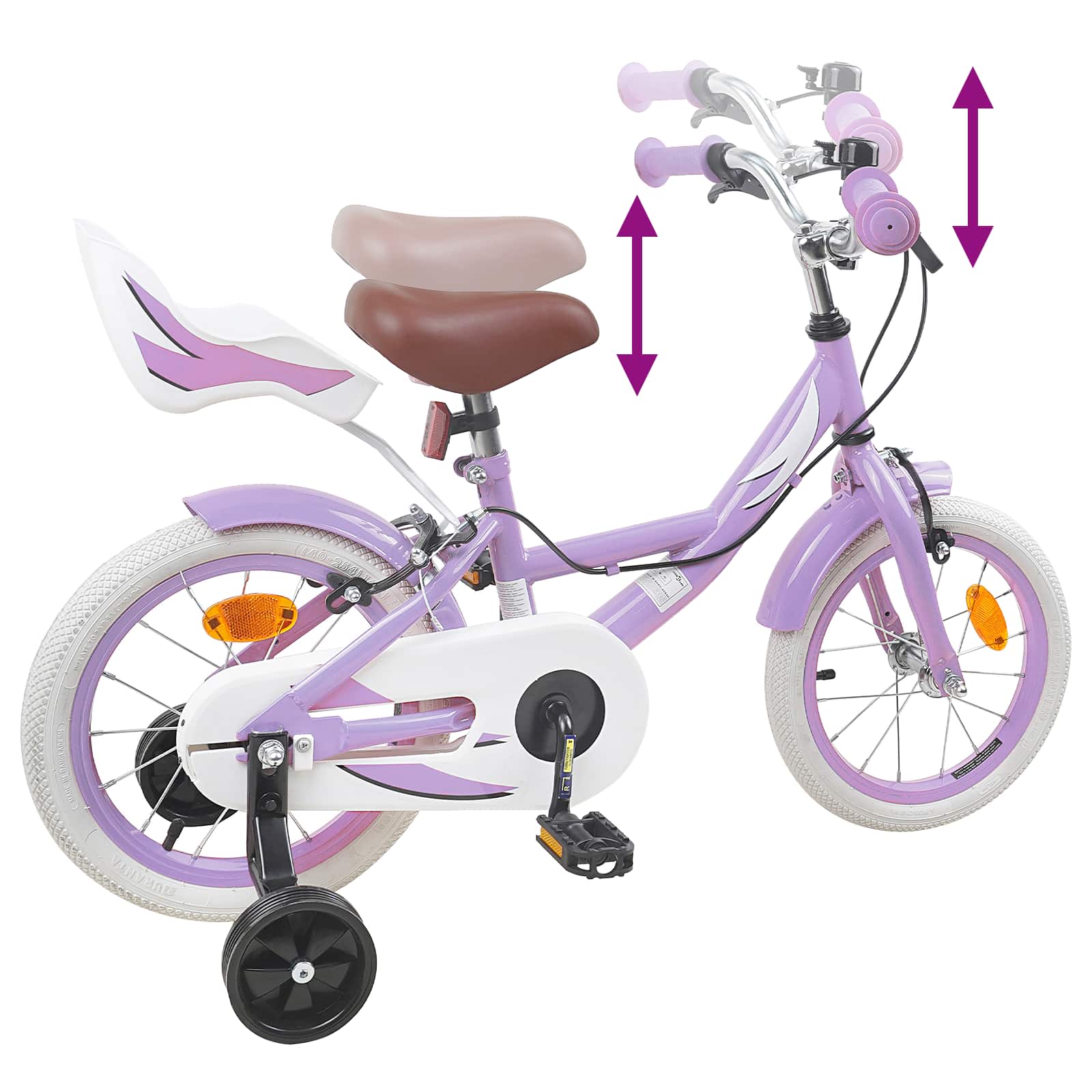 Kinderfiets 14 Inch voor 3-5 jaar oud Paars