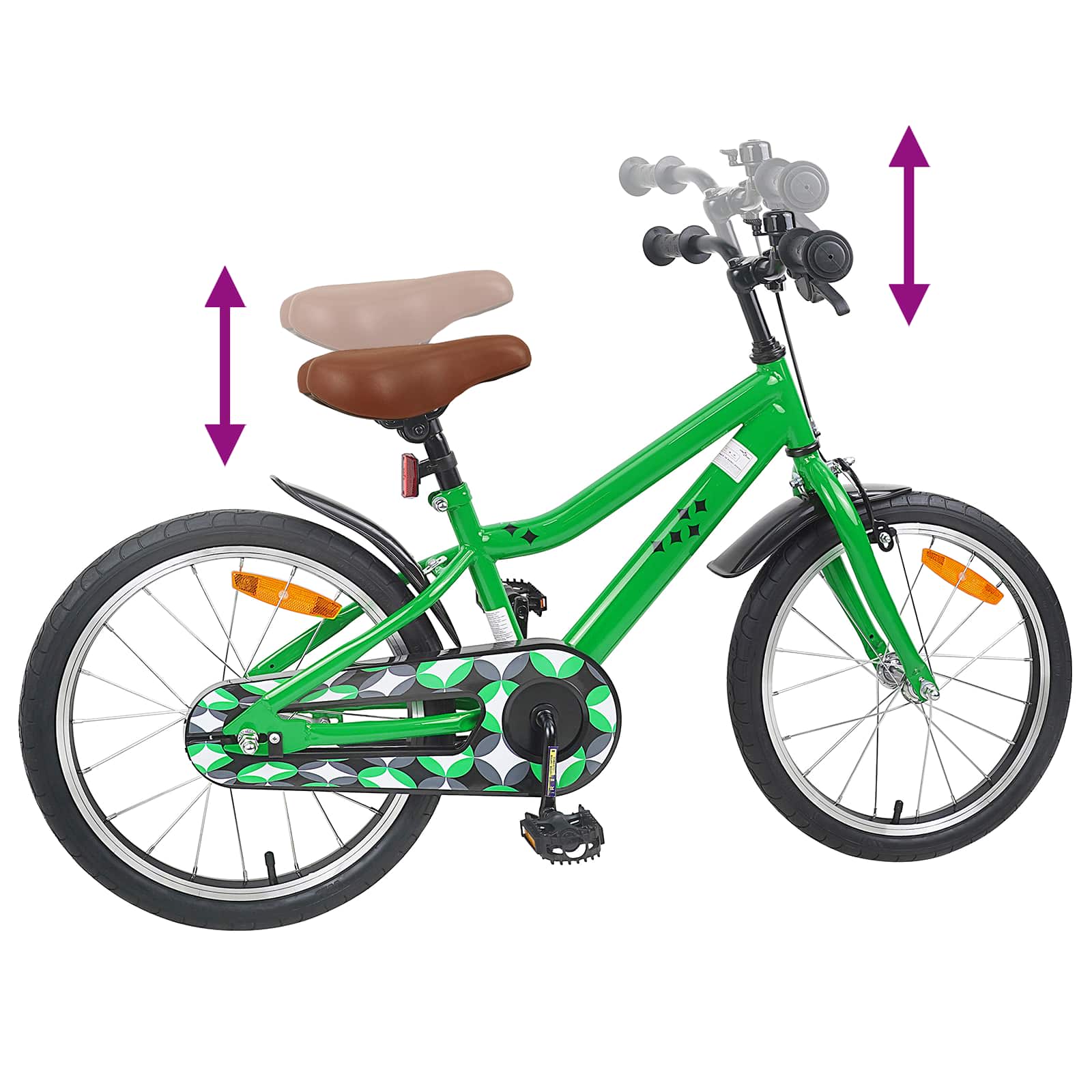 Kinderfiets 18 Inch voor 5-7 jaar Groen