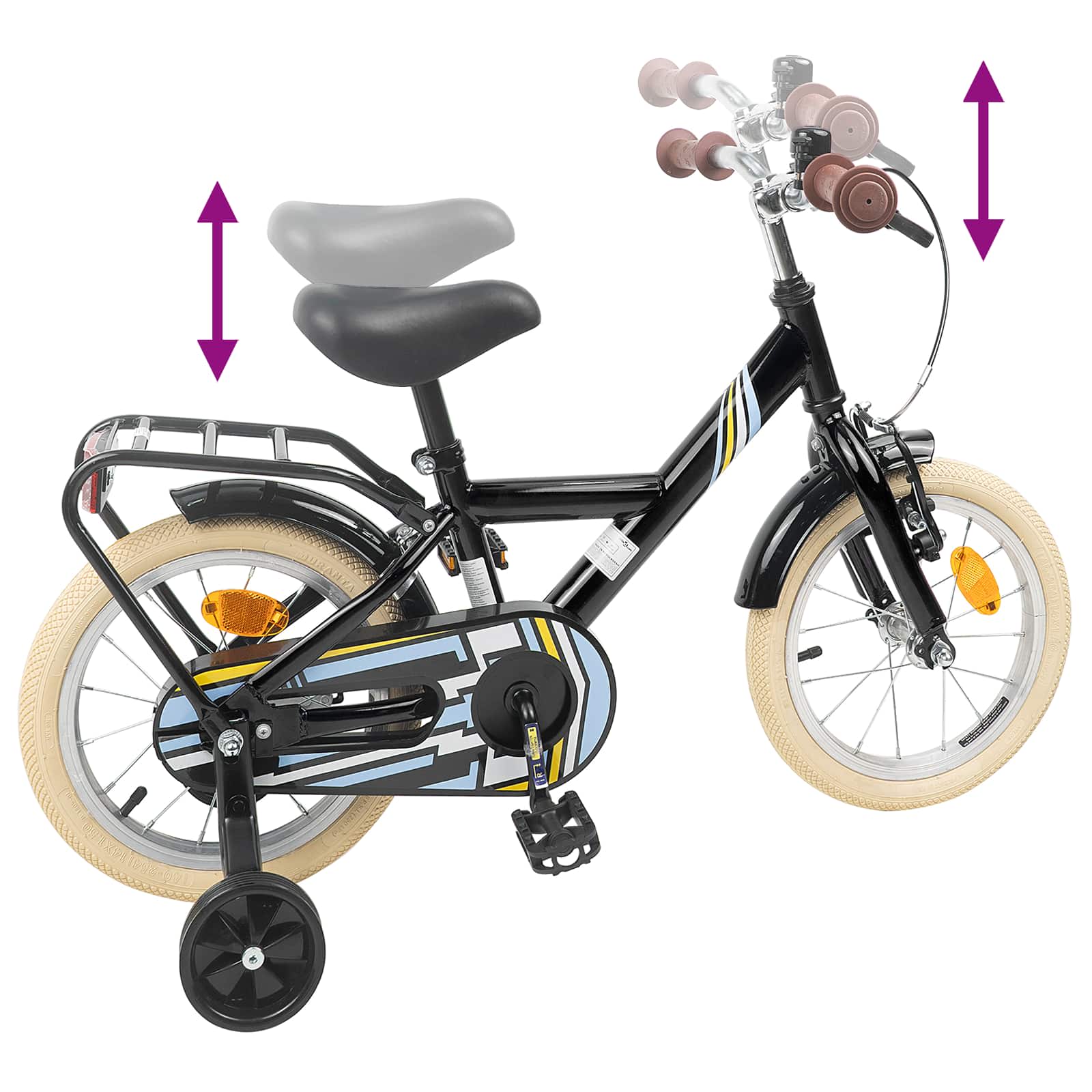 Kinderfiets 12 Inch voor 2-4 jaar oud Zwart