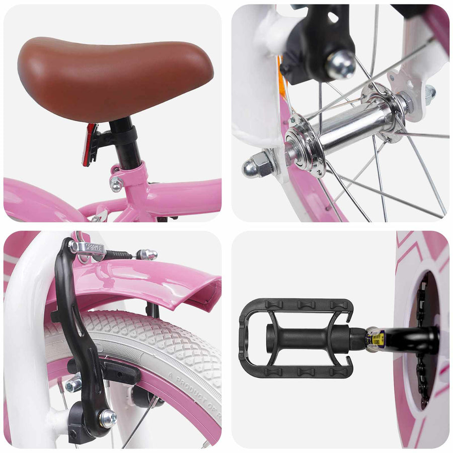 Kinderfiets 14 Inch voor 3-5 jaar oud Lichtroze