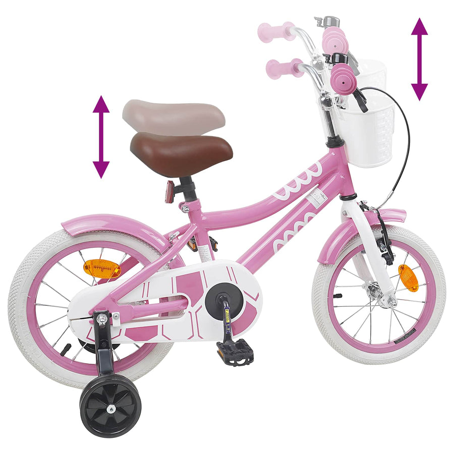 Kinderfiets 14 Inch voor 3-5 jaar oud Lichtroze