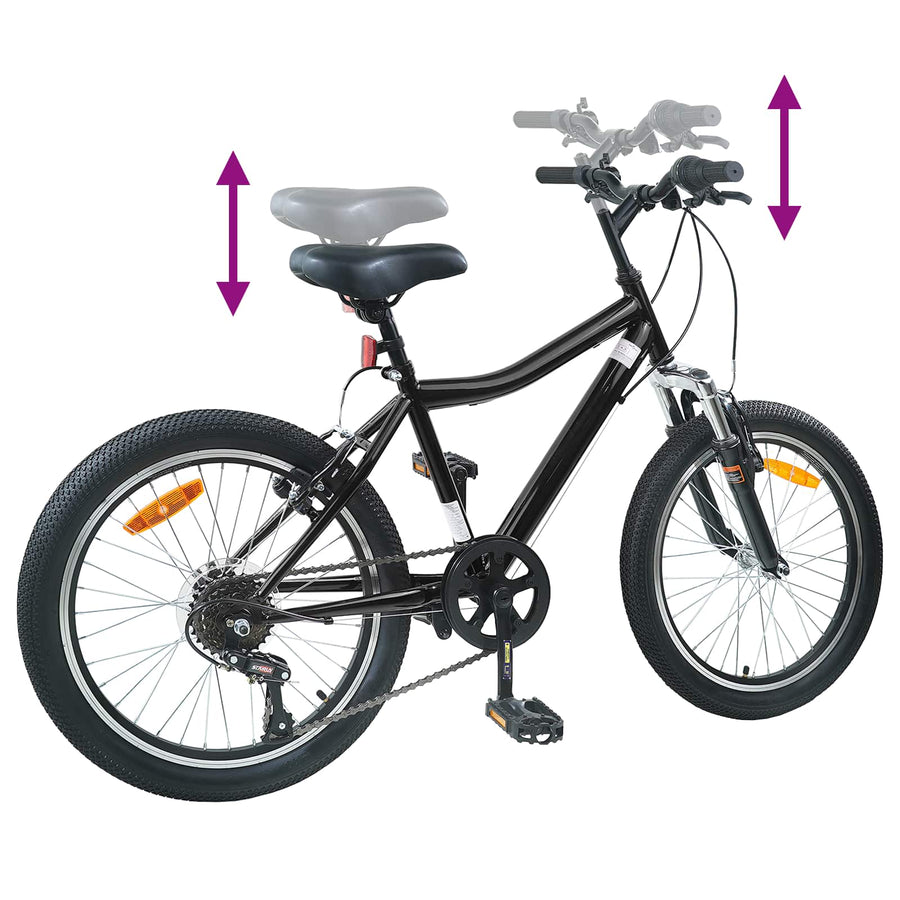 Kinderfiets 20 Inch 6-Speed voor 6-11 jaar oud Zwart