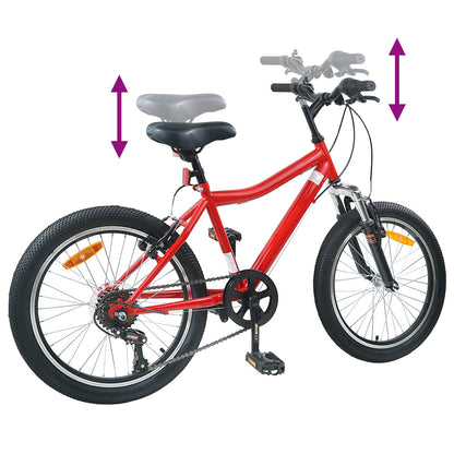 Kinderfiets 24 Inch 6-Speed voor 8-12 jaar oud Rood