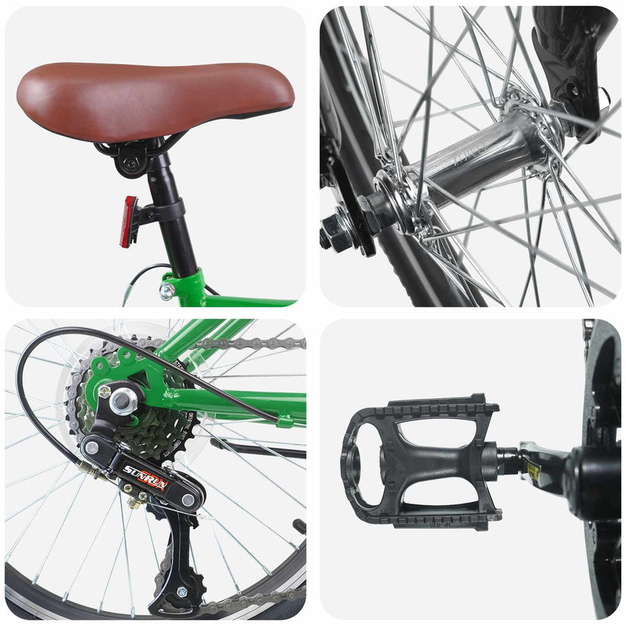 Kinderfiets 20 Inch 6-Speed voor 6-11 jaar oud Groen