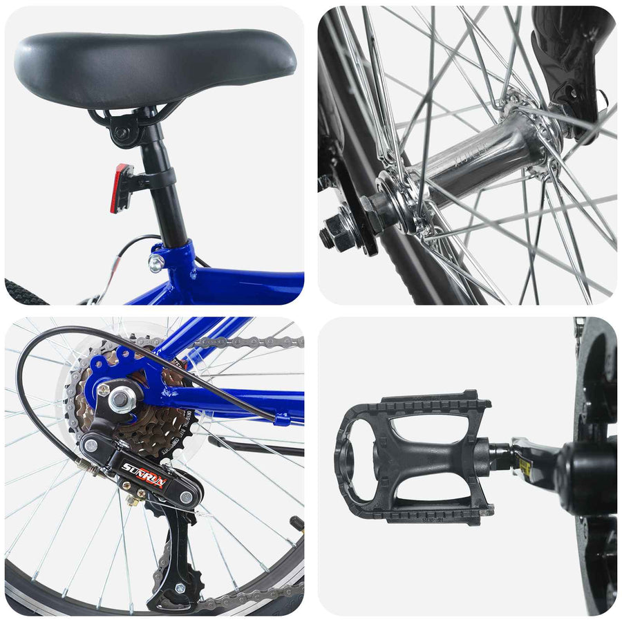 Kinderfiets 20 Inch 6-Speed voor 6-11 jaar oud Donkerblauw