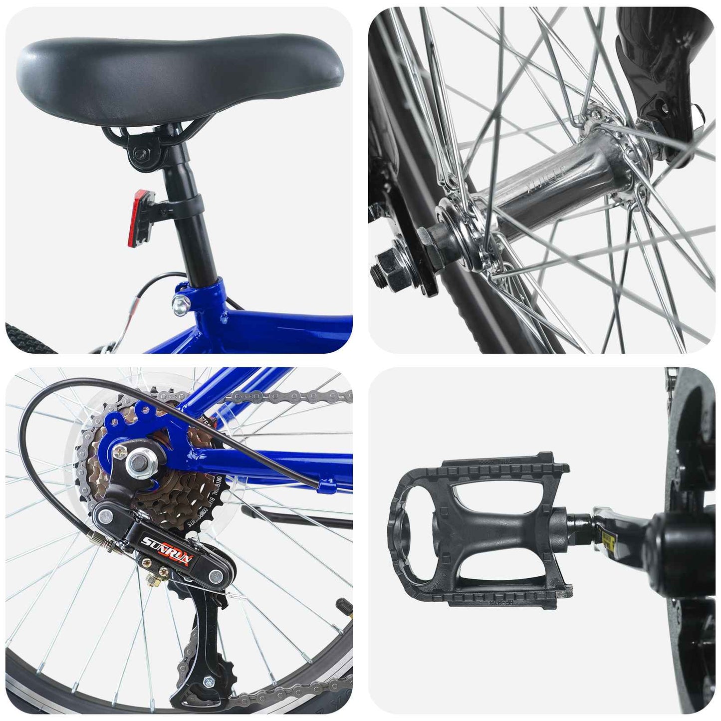 Kinderfiets 24 Inch 6-Speed voor 8-12 jaar oud Donkerblauw