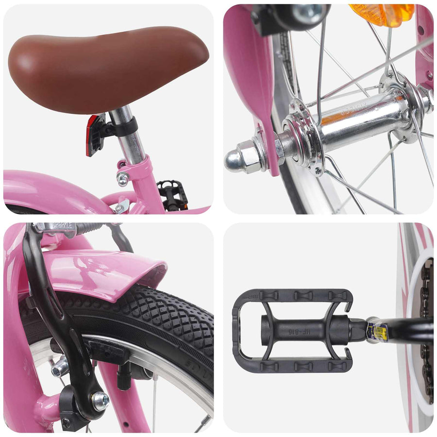Kinderfiets 16 Inch voor 4-6 jaar oud Lichtroze
