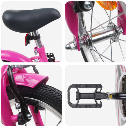 Kinderfiets 12 Inch voor 2-4 jaar oud Donkerroze