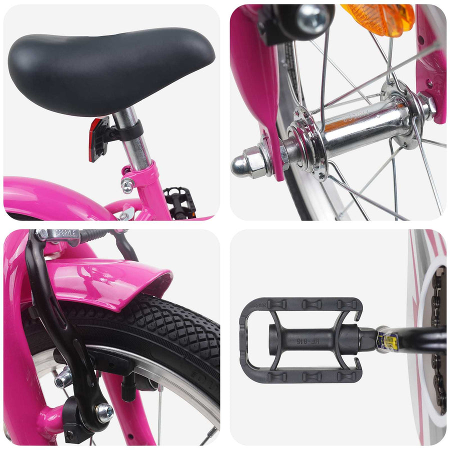 Kinderfiets 12 Inch voor 2-4 jaar oud Donkerroze