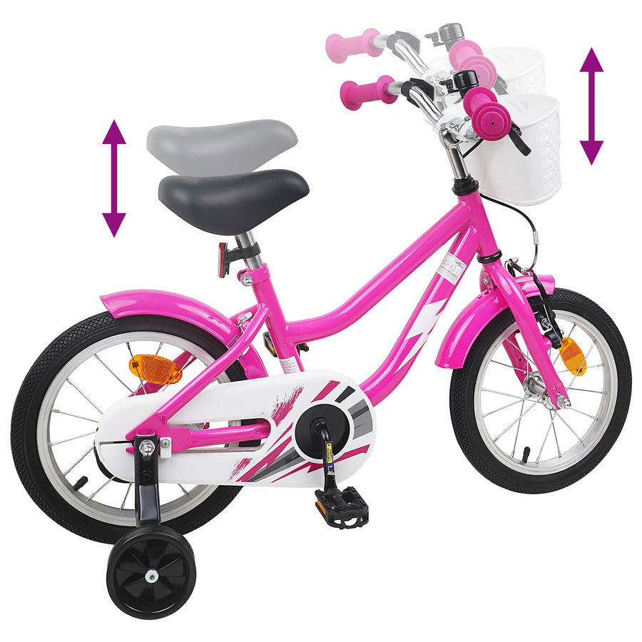 Kinderfiets 14 Inch voor 3-5 jaar oud Donkerroze