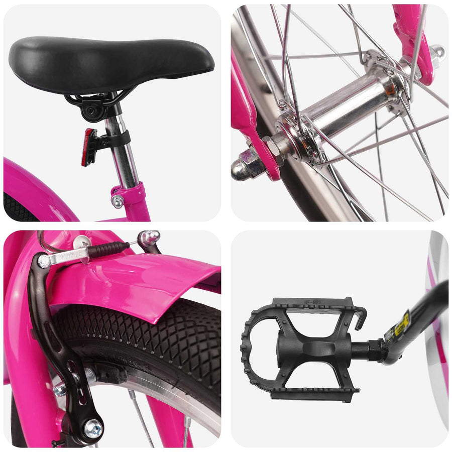 Kinderfiets 18 Inch voor 5-7 jaar oud Donkerroze