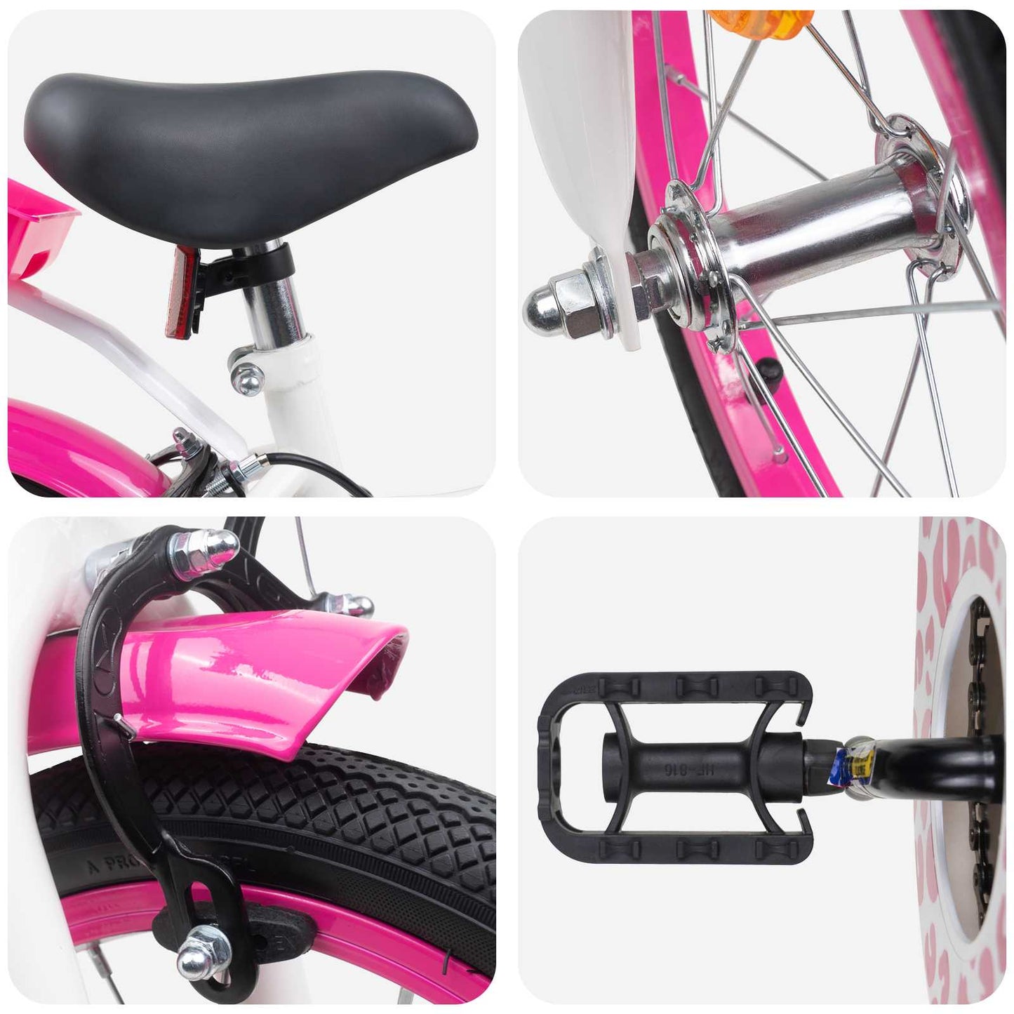 Kinderfiets Met Zijwieltjes 12 Inch voor 2-4 jaar oud Roze