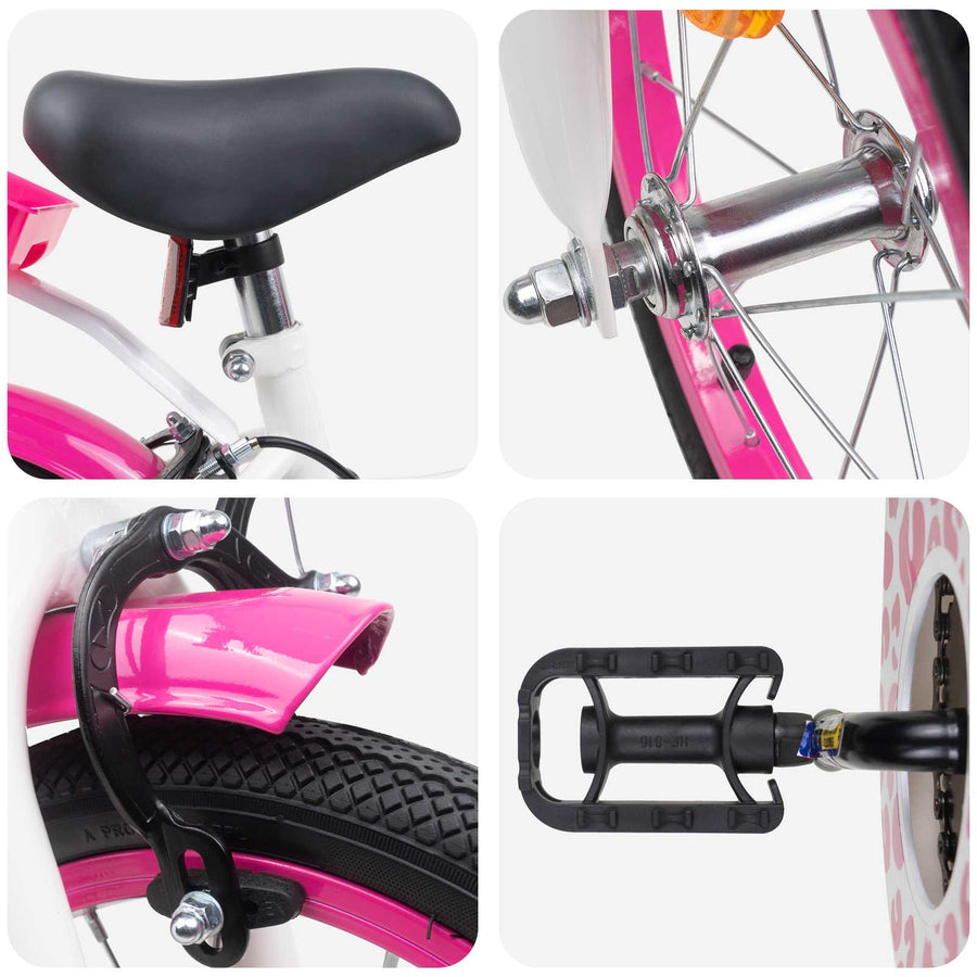 Kinderfiets Met Zijwieltjes 12 Inch voor 2-4 jaar oud Roze