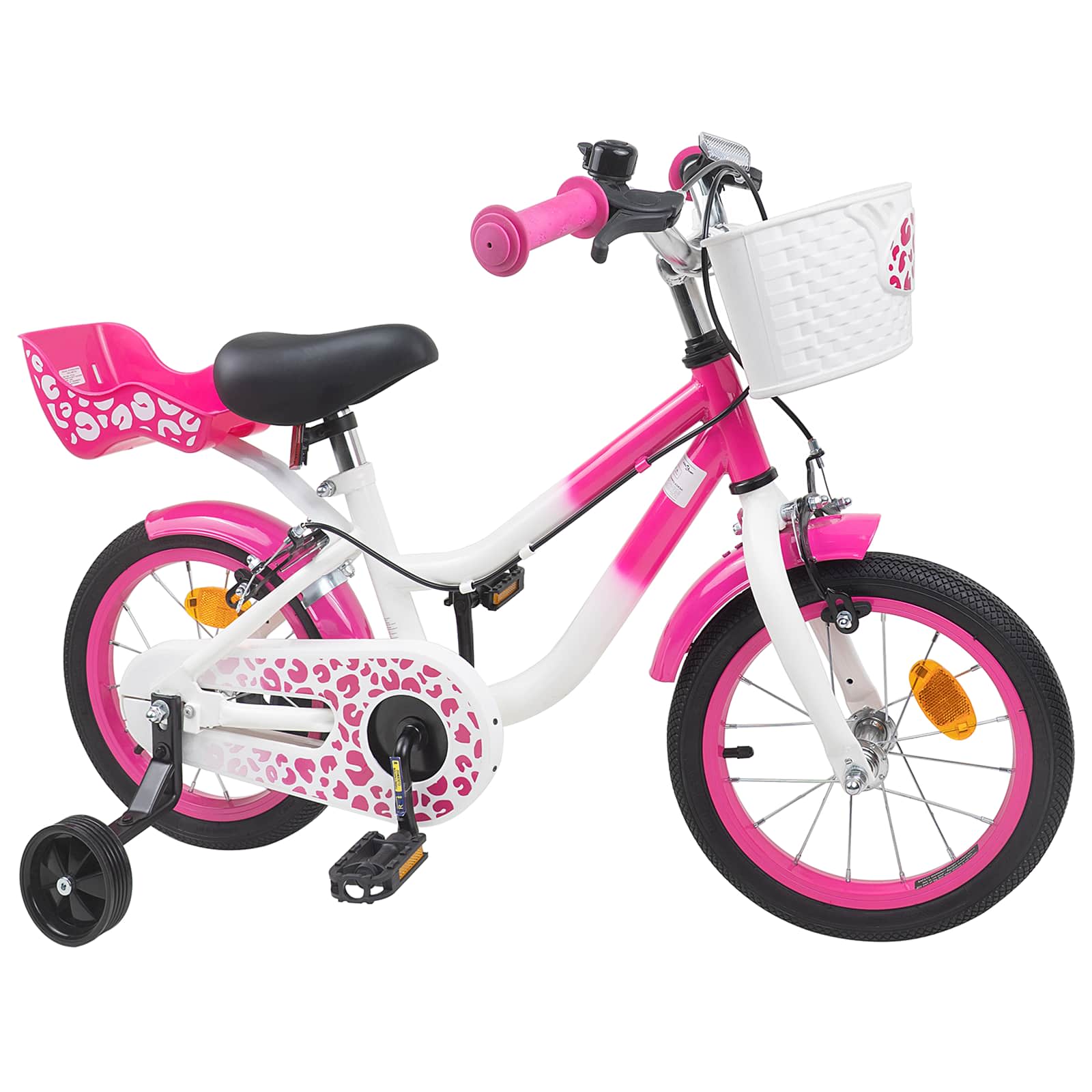 Kinderfiets Met Zijwieltjes 12 Inch voor 2-4 jaar oud Roze