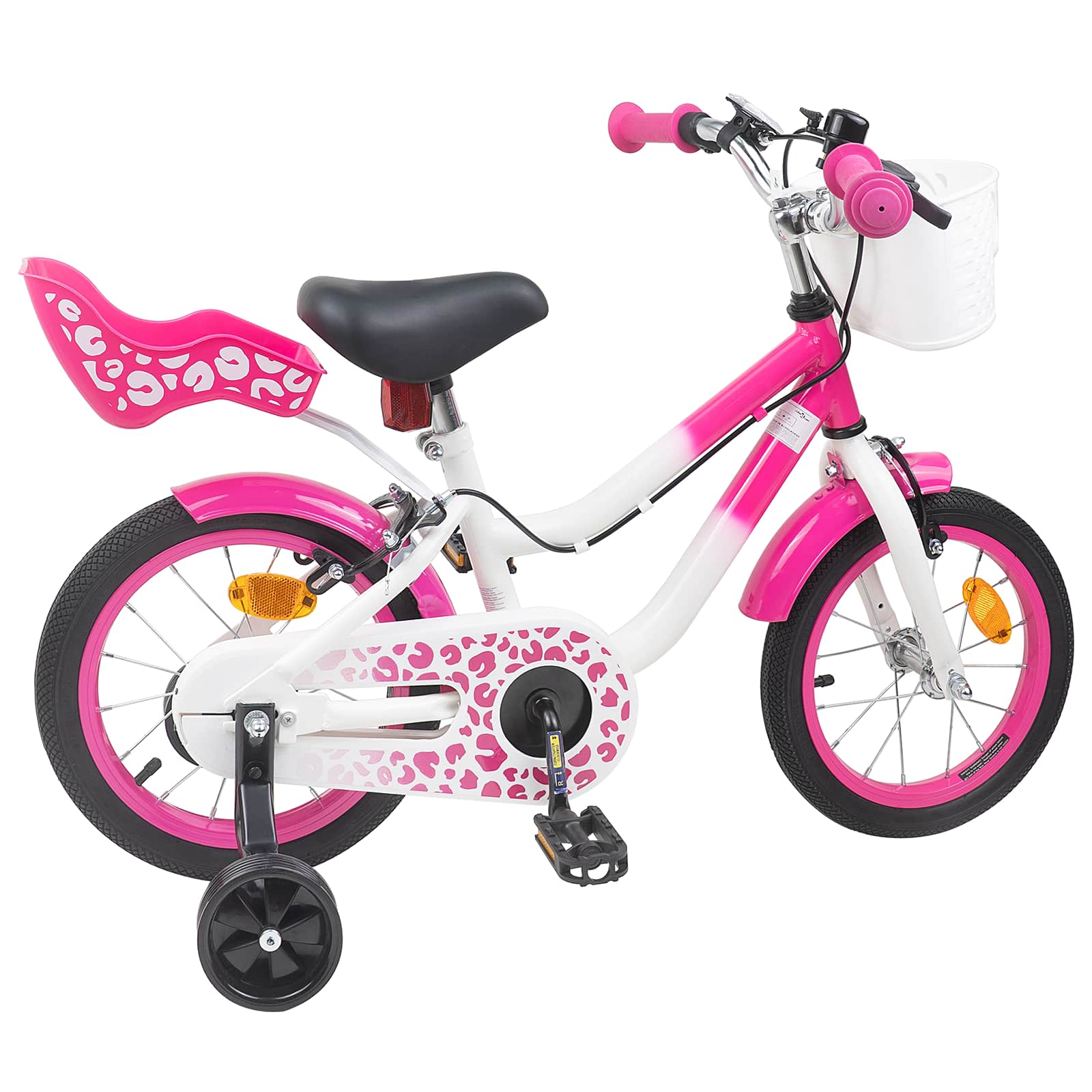 Kinderfiets Met Zijwieltjes 12 Inch voor 2-4 jaar oud Roze