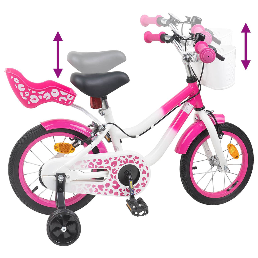 Kinderfiets Met Zijwieltjes 12 Inch voor 2-4 jaar oud Roze