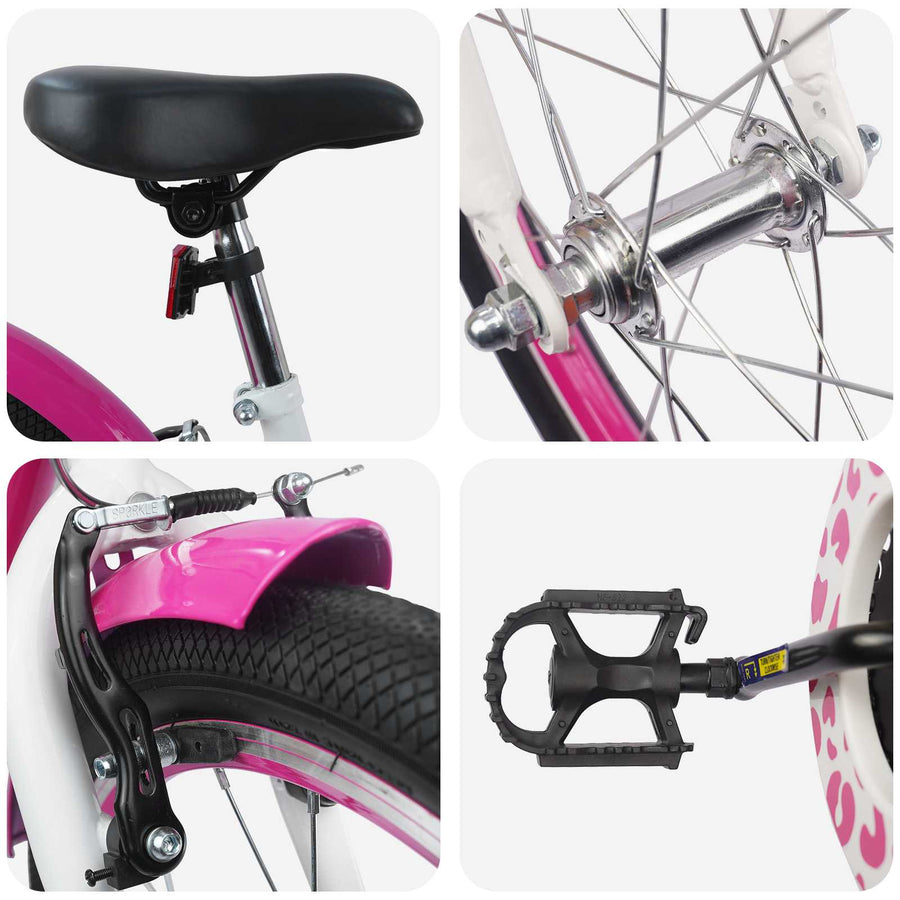 Kinderfiets 18 Inch voor 5-7 jaar Donkerroze