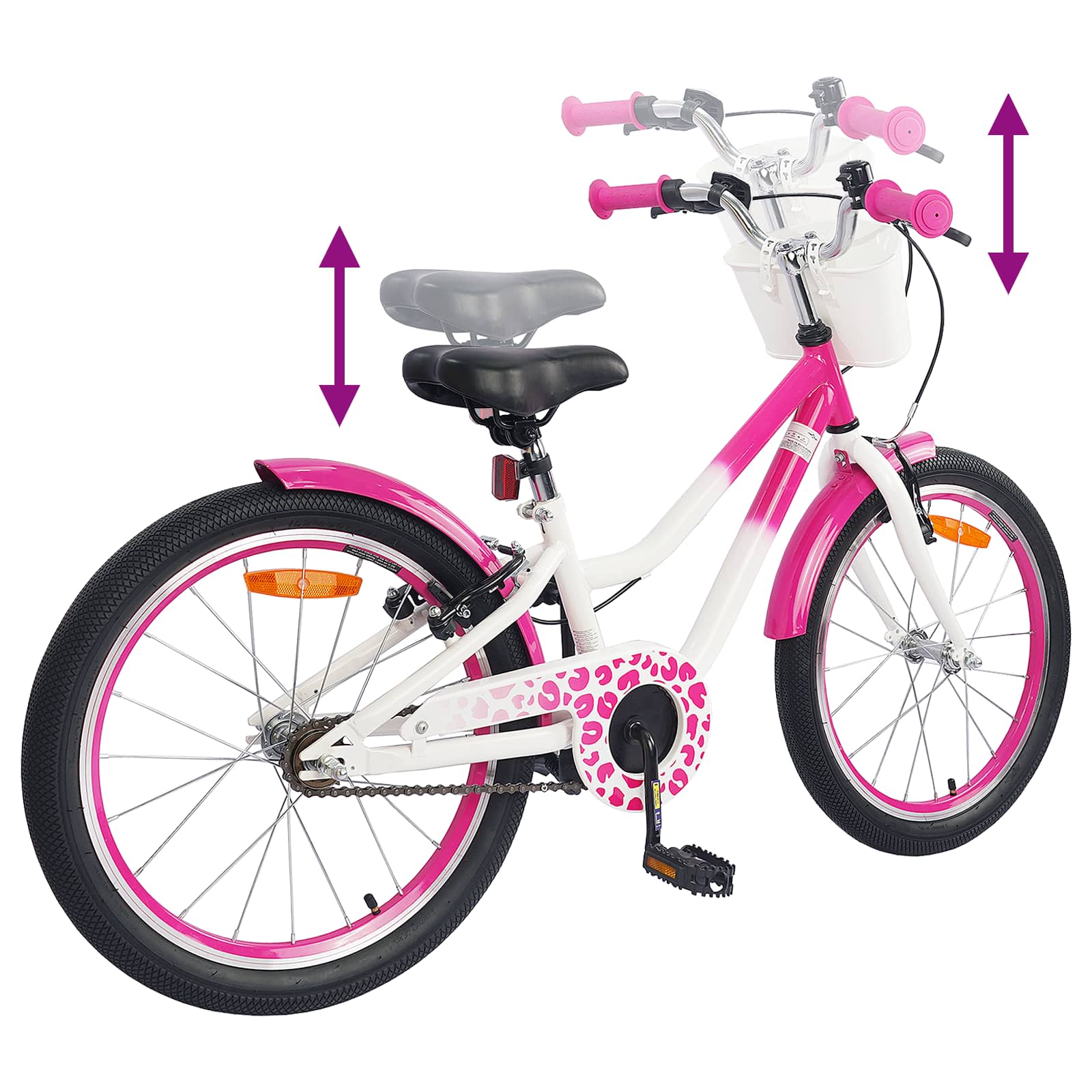Kinderfiets 18 Inch voor 5-7 jaar Donkerroze
