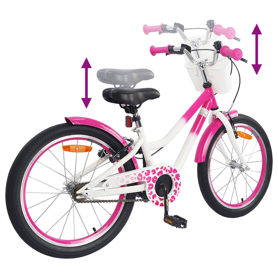 Kinderfiets 18 Inch voor 5-7 jaar Donkerroze