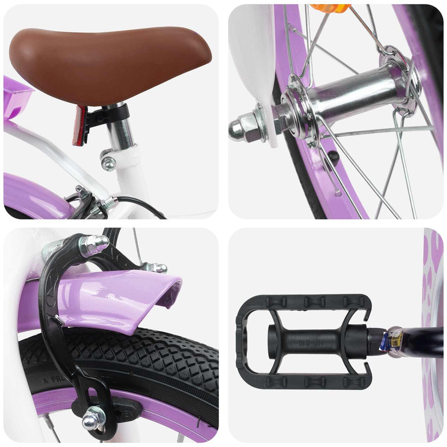 Kinderfiets Met Zijwieltjes 12 Inch voor 2-4 jaar oud Paars