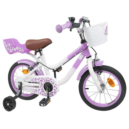 Kinderfiets Met Zijwieltjes 12 Inch voor 2-4 jaar oud Paars