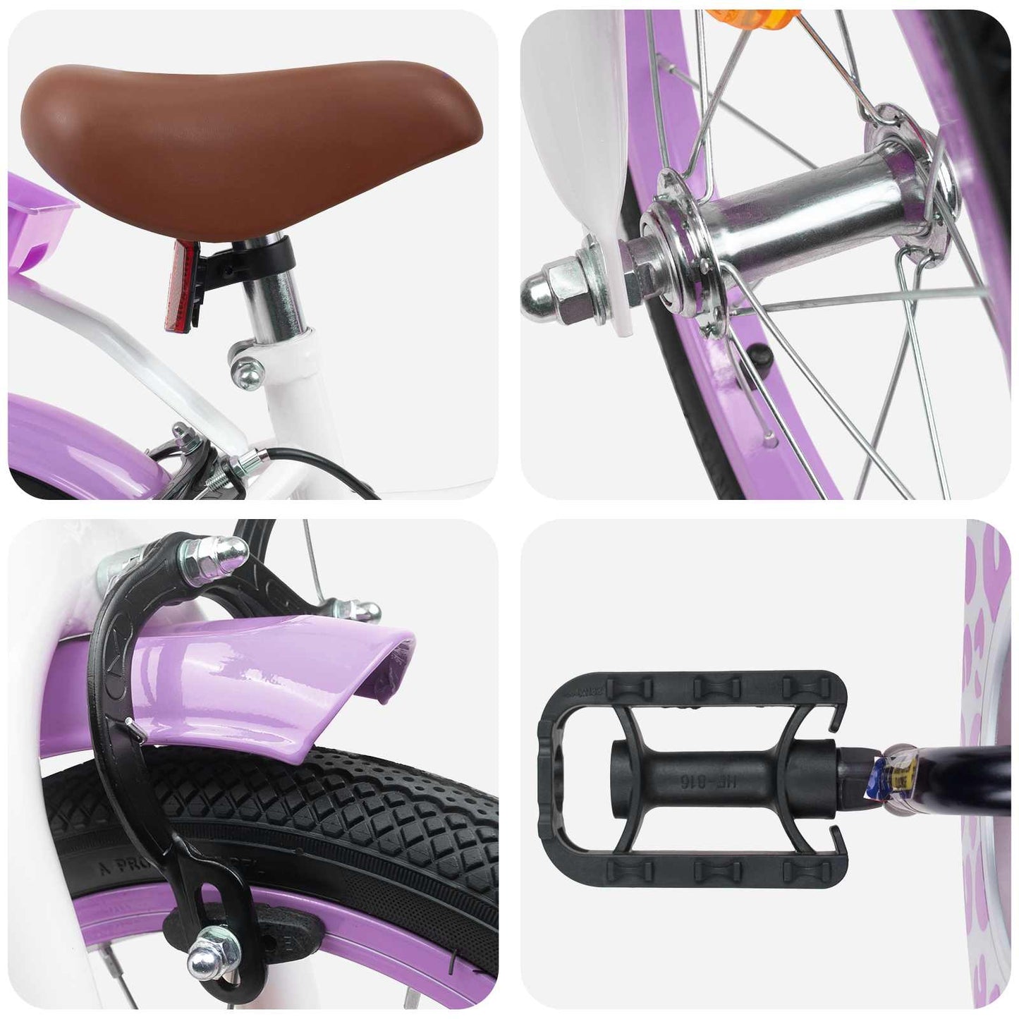 Kinderfiets Met Zijwieltjes 14 Inch voor 3-5 jaar oud Paars