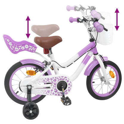 Kinderfiets Met Zijwieltjes 14 Inch voor 3-5 jaar oud Paars