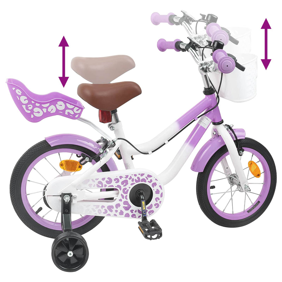 Kinderfiets Met Zijwieltjes 14 Inch voor 3-5 jaar oud Paars