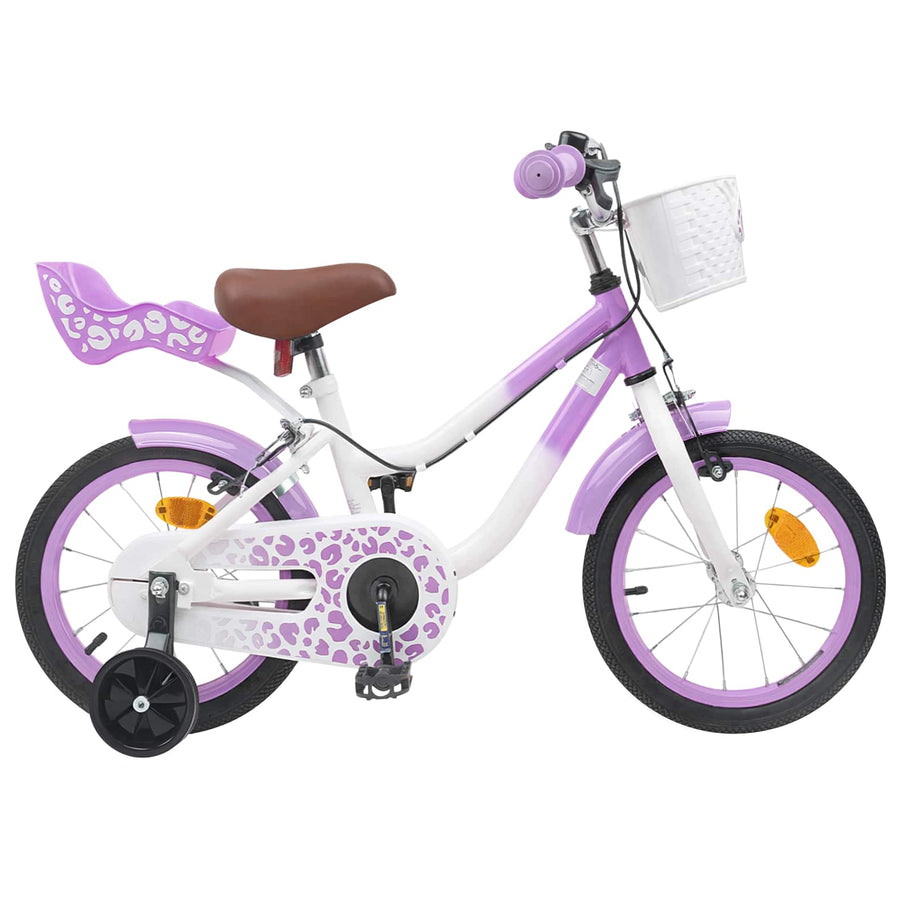 Kinderfiets Met Zijwieltjes 14 Inch voor 3-5 jaar oud Paars