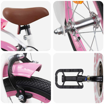 Kinderfiets Met Zijwieltjes 12 Inch voor 2-4 jaar oud Lichtroze