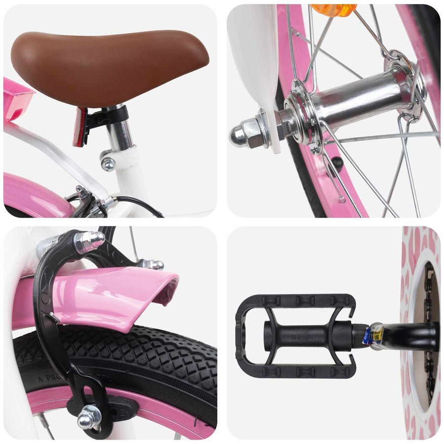 Kinderfiets Met Zijwieltjes 12 Inch voor 2-4 jaar oud Lichtroze