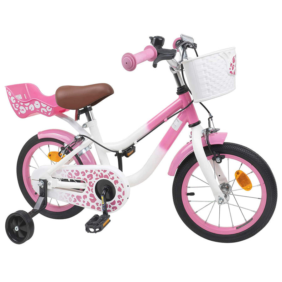 Kinderfiets Met Zijwieltjes 12 Inch voor 2-4 jaar oud Lichtroze