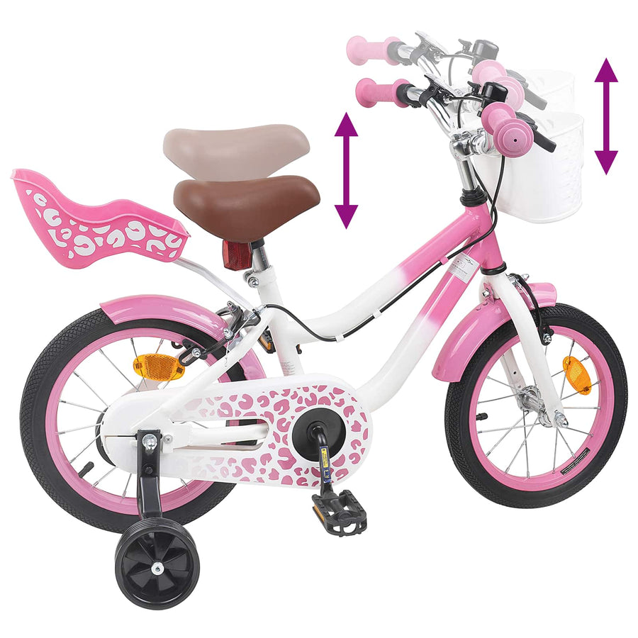 Kinderfiets Met Zijwieltjes 12 Inch voor 2-4 jaar oud Lichtroze