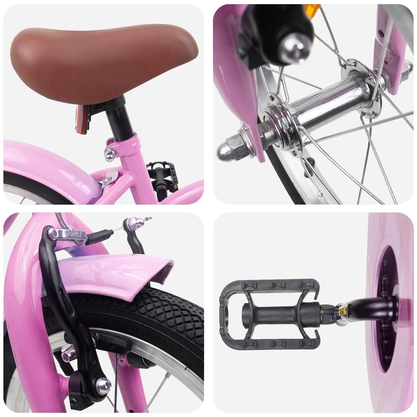 Kinderfiets 14 Inch voor 3-5 jaar oud Lichtroze