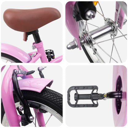 Kinderfiets 14 Inch voor 3-5 jaar oud Lichtroze