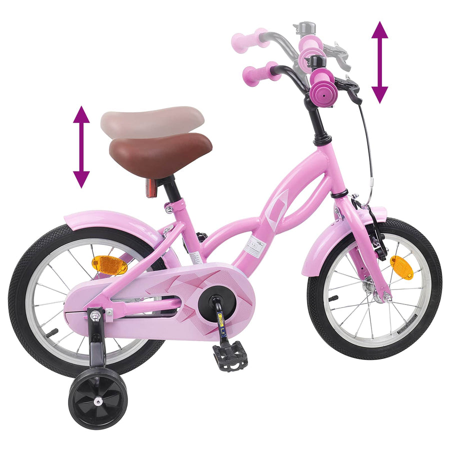 Kinderfiets 14 Inch voor 3-5 jaar oud Lichtroze